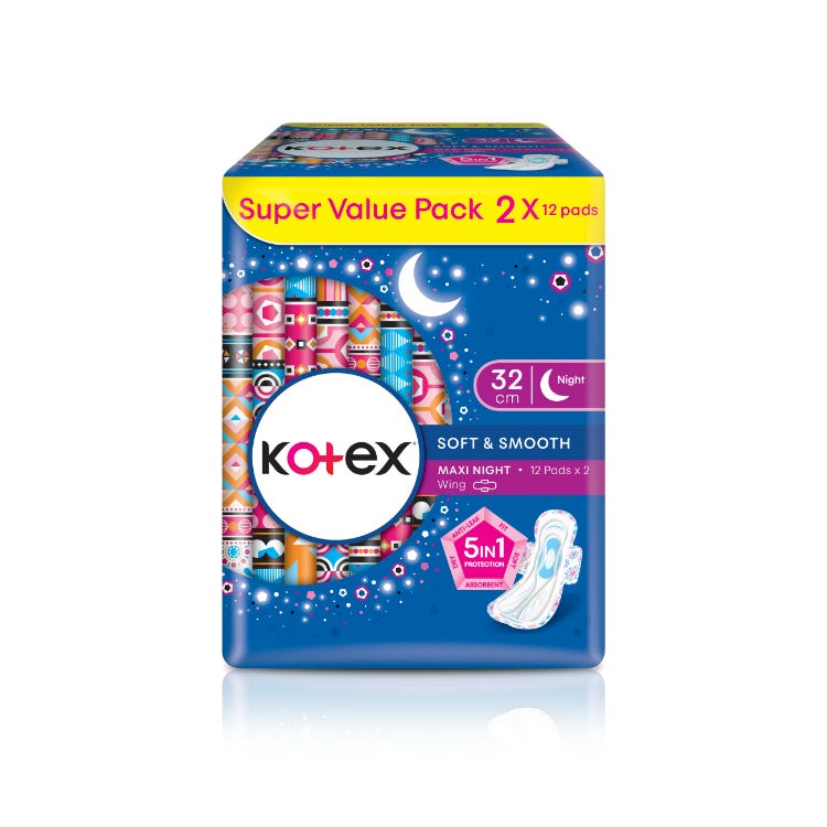 Kotex Soft Smooth Overnight Wing 32cm 12s x2 Guardian Online