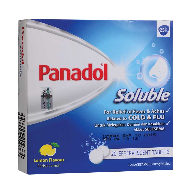 Panadol Soluble 20 Tablets Coughs Colds Flu Over The Counter Health Care
